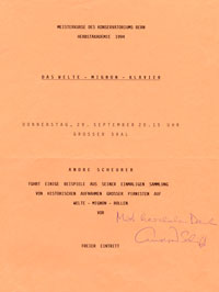 Programm des Welte-Mignon Konzertes