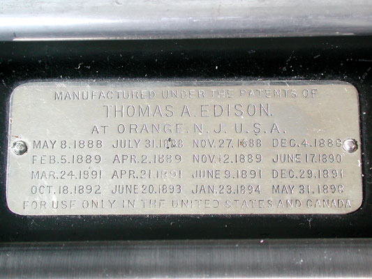 Die Patente von 1888-1898 / The patent plate 1888-1898